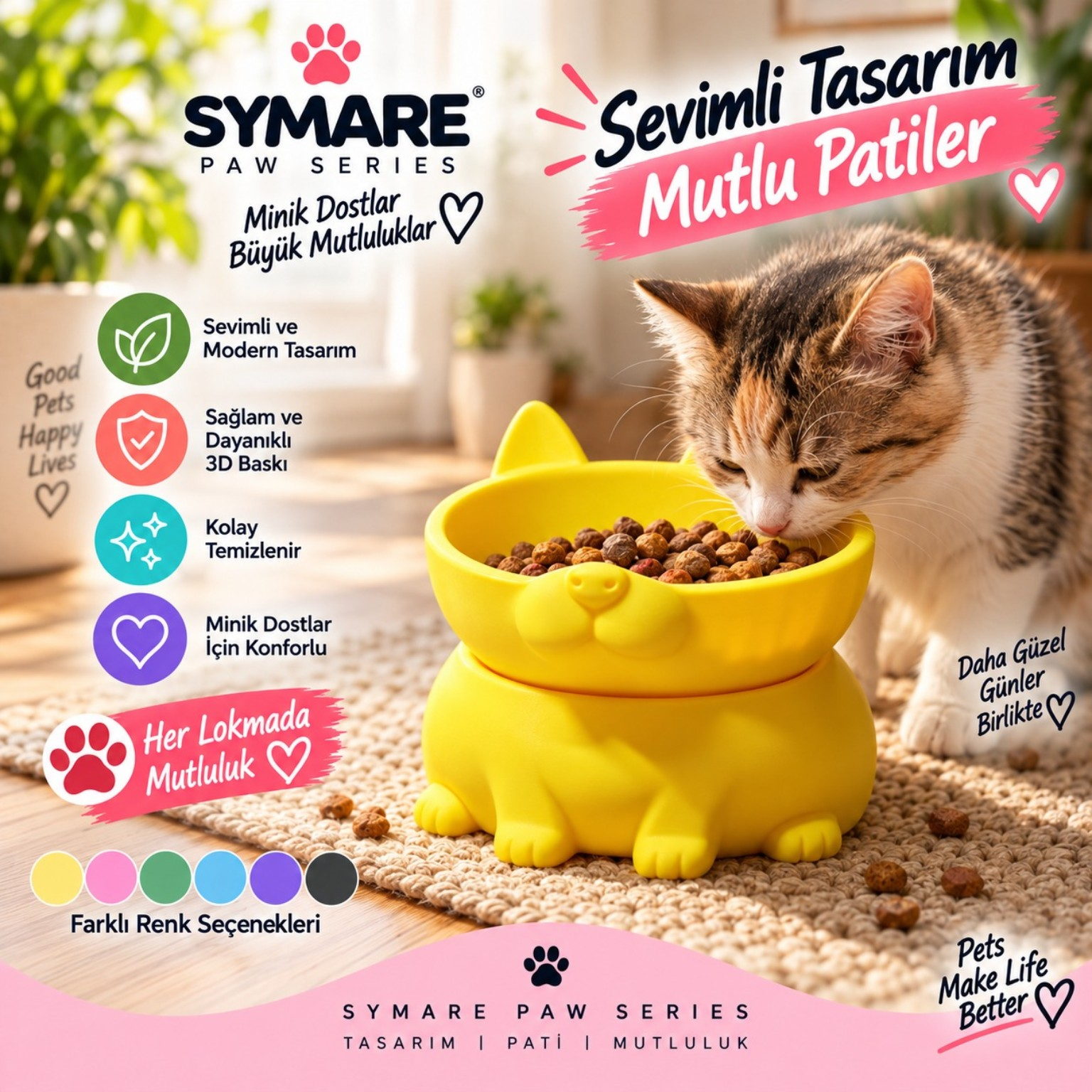 Sarı Ördek Figürlü Mama Kabı - SYMARE Paw Series