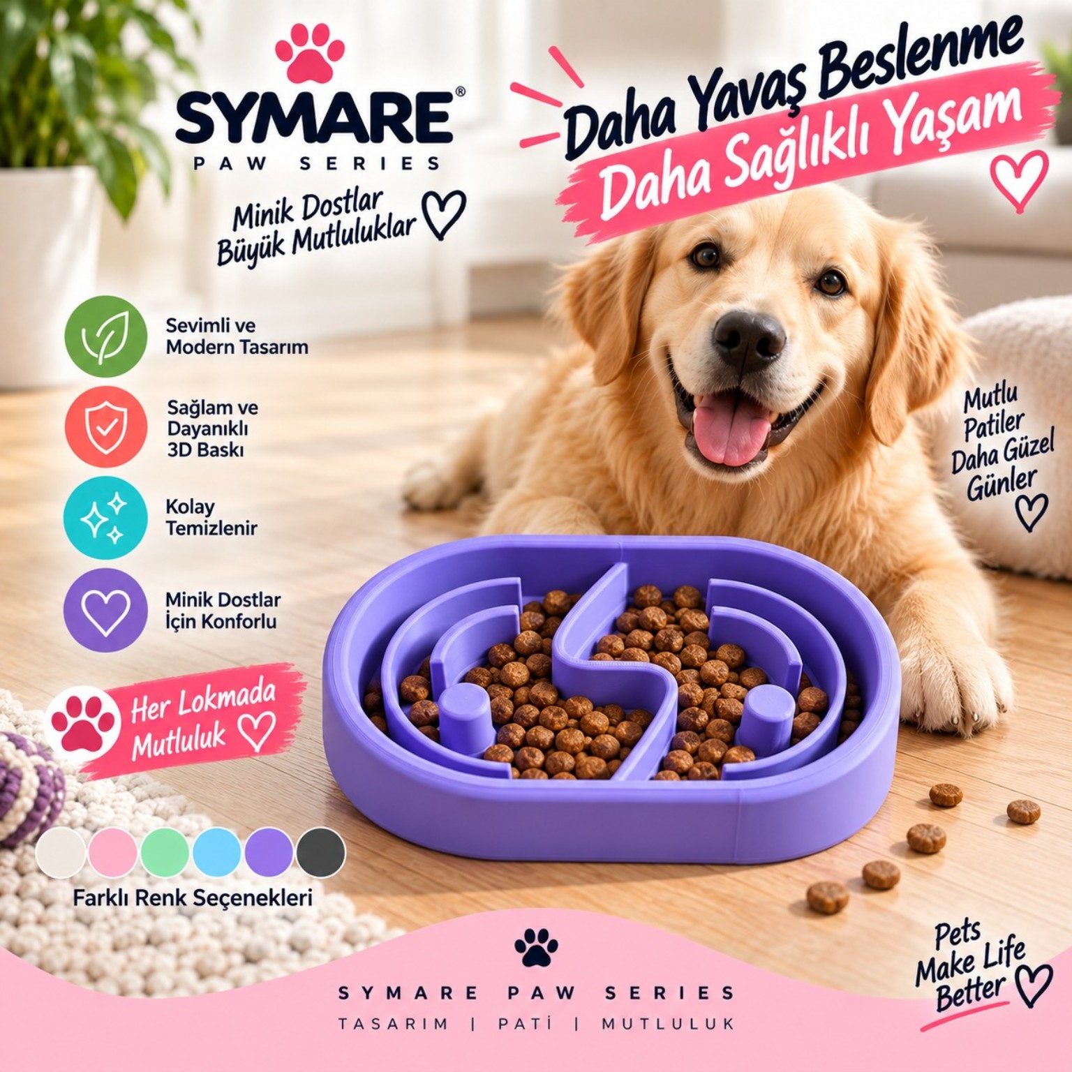 Mor Labirent Mama Kabı - SYMARE Paw Series